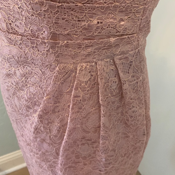 NWOT David's Bridal rose gold lace strapless dress ruched wedding prom mini 0 - Picture 13 of 13